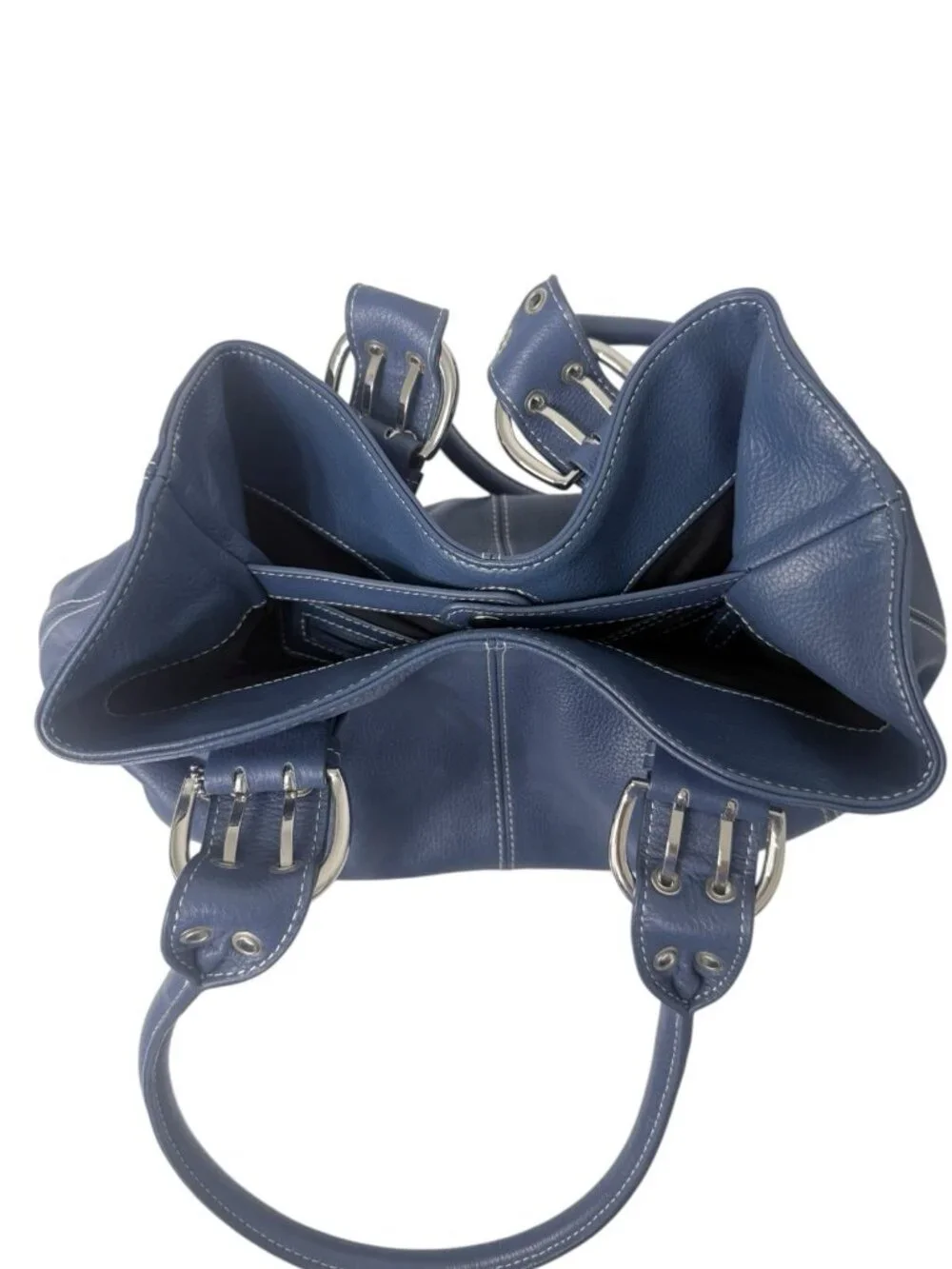 Tignanello Genuine Leather Navy Blue Tote Handbag Shoulder Bag and Wallet